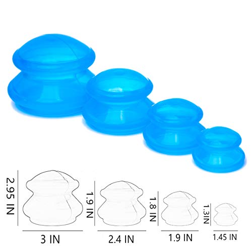 4 Size Silicone Cupping Therapy Sets- Cupping Therapy Professional Studio and Home Use Cupping Set, Stronger Suction Best for Myofascial Massage, Muscle, Nerve, Joint Pain