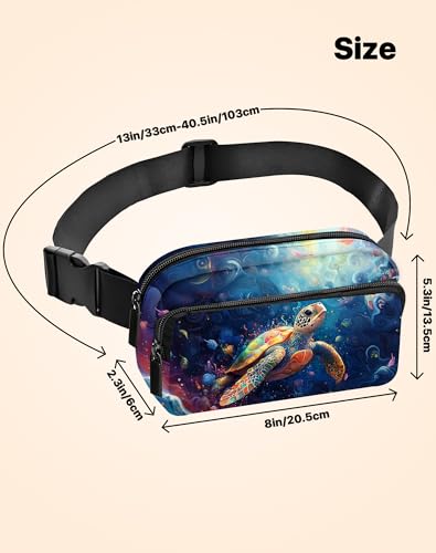 Sea Turtle Fanny Pack Fashion Belt Bag Lightweight Waist Pouch with Adjustable Strap Mini Crossbody Bags for Women Travel Sports Running - color: Light Yellow