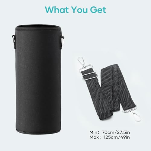 BUZIO Water Bottle Insulated Sleeve, Bottle Carrier with Strap - color: New Black, size: 40oz