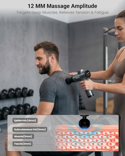 Massage Gun, Deep Tissue Percussion Massager 30 Speeds for Pain Relief - color: Gray