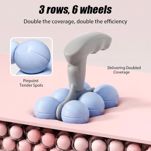 6-Wheel Handheld Massage Roller for Muscle Pain Relief (Blue)
