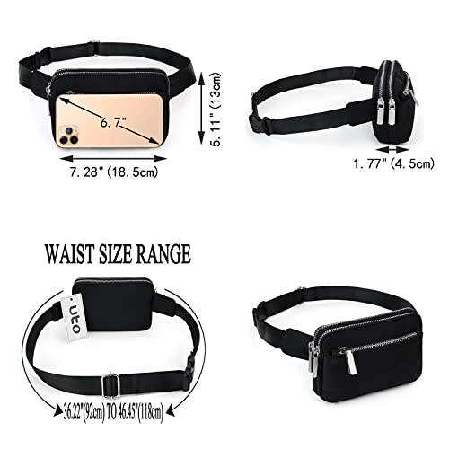 UTO Fanny Pack Crossbody Belt Purse Chest Waist Hip Travel Hiking Bumbag - color: 0759 Betty Nylon Black