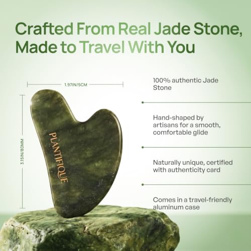 PLANTIFIQUE Jade Gua Sha Facial Tools – Lymphatic Drainage Face Massager - color: Jade, size: 1 Count (Gua Sha)