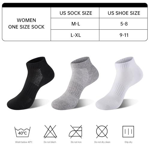 Womens Cotton Ankel Socks, Athletic Performance Running Moisture Wicking Breathable socks - color: 6 Pairs White, size: Large-X-Large