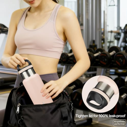 BJPKPK 18oz Insulated Water Bottle Stainless Steel Water Bottle with Handle - color: Peach, size: 18 Ounces