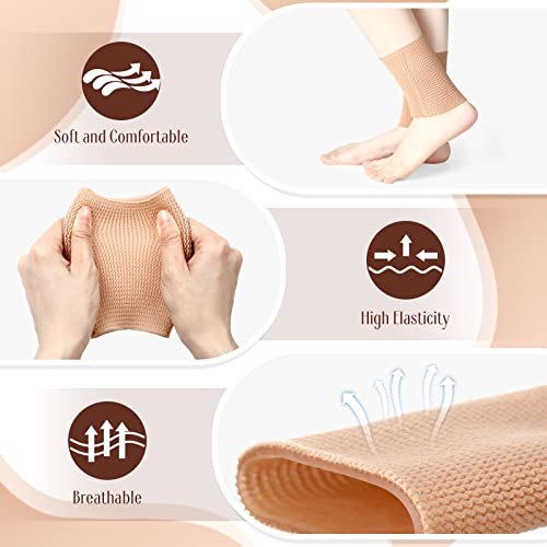 Zomiboo 2 Pcs Ankle Gel Sleeves Padded Socks Compression Brace Skating,Nude - color: Nude