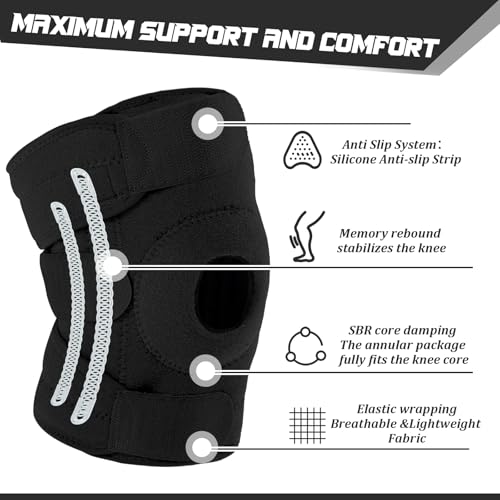 Foilswirl 1 Pcs Kids Knee Brace with Side Stabilizers,Black - color: Black