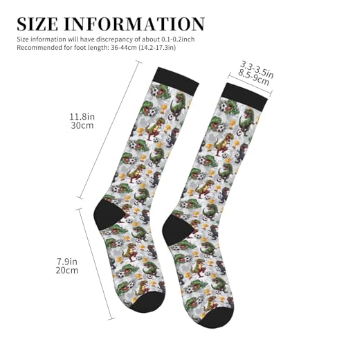 Compression Socks Knee High Support Socks Women Circulation Stockings for Athletic Running Cycling Flying - color: Dinosaur Football