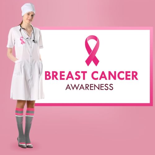 Junely Compression Socks for Women Knee High Socks Funny - color: C-pinkribbon