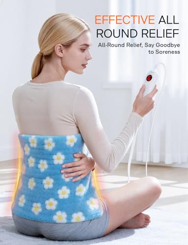ALLJOY Heating Pad, Cute Period Heating Pad for Back Neck Shoulder, 12"X24" - color: Blue