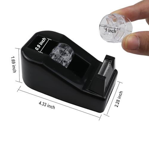 1Pcs Desktop Tape Dispenser,Adhesive Roll Holder with Weighted Nonskid Base,Office Tape Dispensers for School, Office and Home (Black) - color: Black