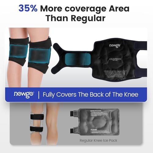 NEWGO Ice Pack for Knee Injuries Reusable, 360° Full Wrap, 2 Pack, Black - color: Regular Black 2-pack