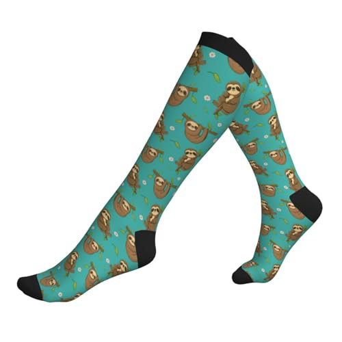 Compression Socks Knee High Circulation Support Socks For Women Men Athletic Running Hiking Travel - color: Funny Sloths
