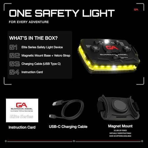 Guardian Angel Elite Safety Light - Yellow Front & Yellow Rear - color: Yellow/Yellow, size: 1-Pack