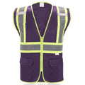 High Visibility Reflective Safety Vest with Zipper and Pockets Purple,M - color: Purple, size: Medium