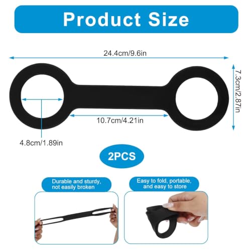 2 Pack Water Bottle Accessories Carrier Grip, Non-Slip Silicone Handle Strap Makes Any Bottle Handheld, Soft Band Holder for Gym During Workouts (Black 2pcs) - color: Black 2pcs