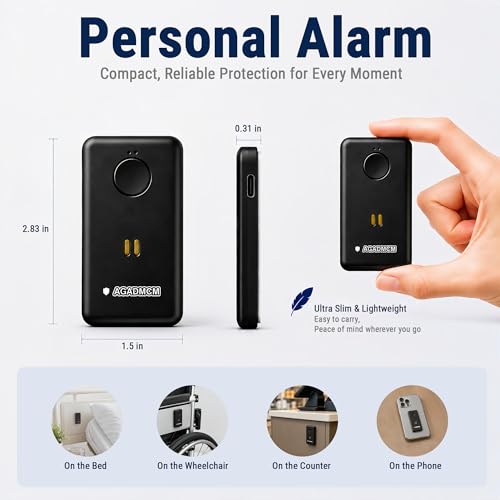 130dB Personal Safety Alarm with SOS Panic Button, Emergency Security Siren Keychain, Built-in Cellphone Stand, Rechargeable Self Defense Device for Women, Elderly, Kids, Men (Charcoal Black)
