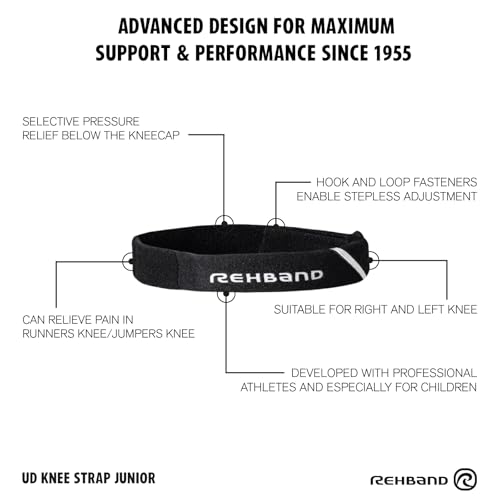 Rehband UD Knee Strap Junior, Colour:Black - 1 Pair, Size:One Size - color: Black - 1 Pair