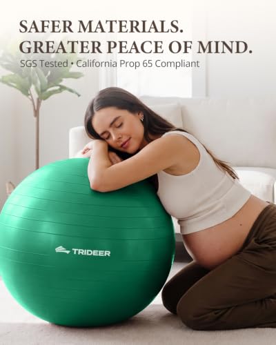 Trideer Yoga Ball for Exercise, Pregnancy, Active Sitting, 55/65/75cm - color: Green, size: S(15-18ines/38-45cm)