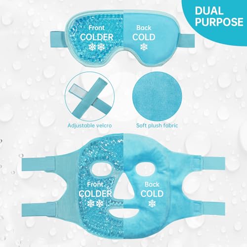 ZNÖCUETÖD Cooling Mask Ice Pack for Face Eye, Hot Cold Compress for Face - color: Blue-#2