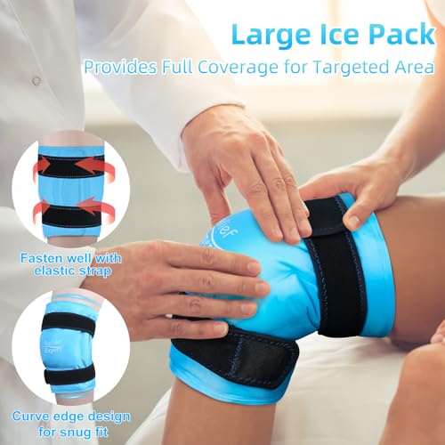 Relief Expert Knee Ice Pack Wrap Around Entire Knee, Large Ice Pack for Leg Soothing Discomfort, Reusable Ice Wraps with Cold Compress for Musclar Relaxation, Post-Workout Recovery,XXXL - size: XXXL