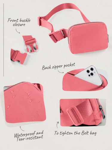 ODODOS Unisex Mini Belt Bag with Adjustable Strap Small Fanny Pack for Workout Running Traveling Hiking, Raspberry - color: Raspberry