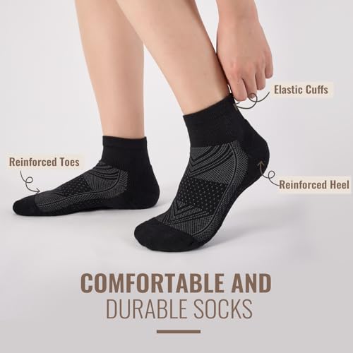 Ankle Socks Women White Black, 6/12 Pairs Running Quarter Socks - color: Black White Gray, size: 5-8