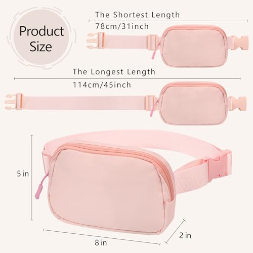 Fanny Pack Crossbody Bag for Women and Men, Belt Bag for Hiking Bum Bag with Adjustable Strap,Casual Cell Phone Pouch，Waist pack for Running Workout Sports Travel Pink