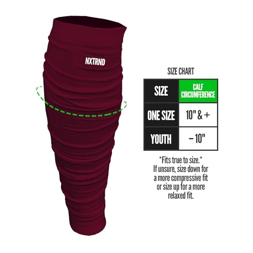Nxtrnd Football Leg Sleeves, Calf Sleeves for Men & Boys, Sold as a Pair - color: Maroon, size: One Size