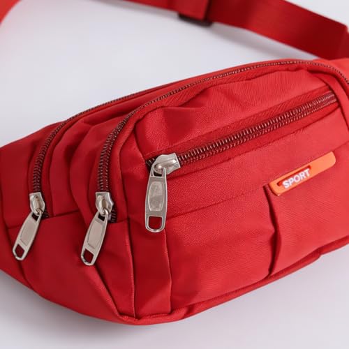 Waist Pack Sports Fitness Travel Men Women (Red) - color: Red