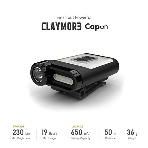 Claymore Capon 65A+ Tan Ultra-Light Clip-On Cap Light – USB-C Rechargeable 230LM LED Compact Headlamp | 3 Modes IP54 Water-Resistant Up to 19 Hrs Runtime for Camping, Running, Outdoor - color: 65A+ (Tan)
