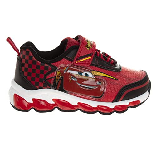 Disney Pixar Cars Boys Black/Red Lighted Sneaker (Toddler/Little Kid) - color: Red/Yellow/Black, size: 7 Toddler