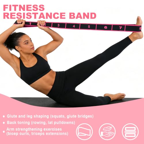 5 Pack Fitness Resistance Bands, Numbered Resistance Bands for Glutes, 8-Section Elastic Training Bands for Yoga, Stretching, Pilates, Fitness