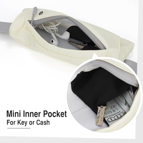WHIPPY Slim Running Belt Fanny Pack for Women Men Elastic Runners Belt Waist Pouch Chest Bag Phone Holder Waist Pack for Running Hiking - color: 6-Light Yellow