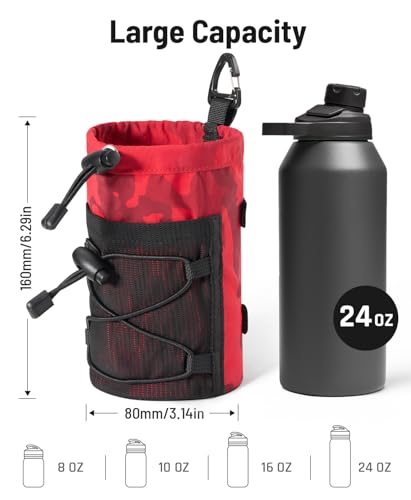 Water Bottle Holder for Backpack Molle Water Bottler Pouch Bag - color: Red Camo