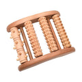 Wooden Foot Roller Massager, 4 Textured Rollers, Reflexology Tool, Brown