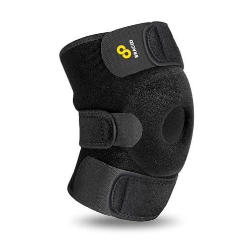 Bracoo Knee Support Brace for Men Women, Adjustable Compression Sleeve Wrap Patellar Pad Tendon - Arthritis Pain, meniscus tear, Injury Recovery, Running, Workout, KS10 - color: Gray