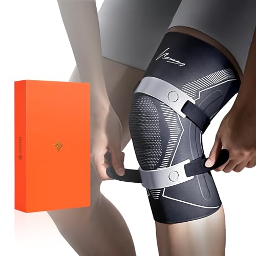 Knee Brace for Men & Women, Compression Knee Support with Side Stabilizers, Patella Gel Pad & Adjustable Straps, Professional Knee Sleeve for ACL, MCL, PCL, Meniscus, Sports, Workout, Size L - size: Large