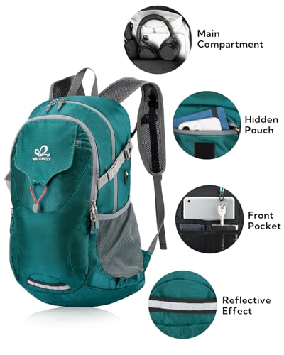 WATERFLY Lightweight Packable Hiking Backpack, 30L Day Pack Green - color: Green