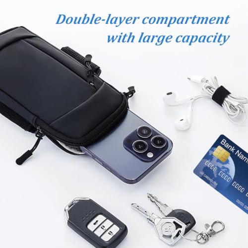 Cell Phone Holder with Arm Band, 2-in-1 Crossbody Bag for Running Walking - color: Purple