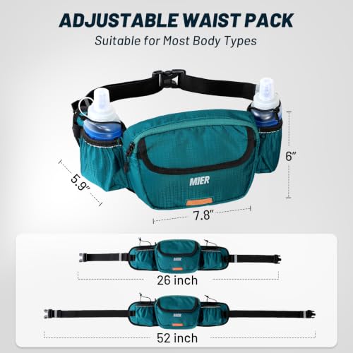 MIER Hydration Waist Pack with Soft Flasks (2x300ml) for Women Men - color: Teal