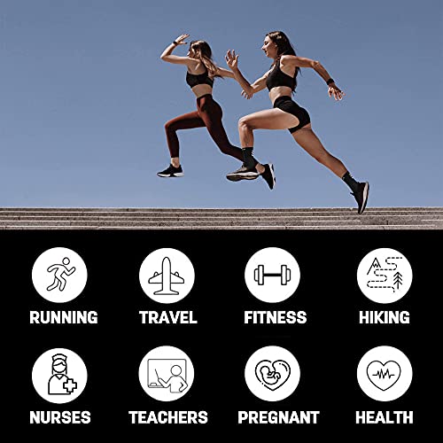 Dri-tech Compression Crew Socks 15-20mmHg (4 Packs) Quick Dry Athletic Running Socks, Small-Medium, Black-Grey-White