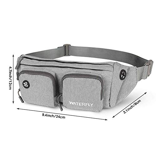 WATERFLY Fanny Pack Waist Bag: Travel Hip Pouch Bum Bag Plus Size Crossbody Fannie Pack Adjustable Belt Waistpack Phanny Fannypack for Man Woman Hiking Walking Jogging