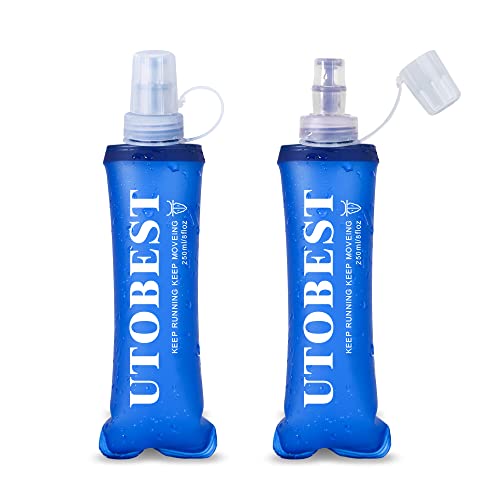 UTOBEST Soft Flask 500ml Collapsible Running Water Bottles - color: Blue-250ml*2