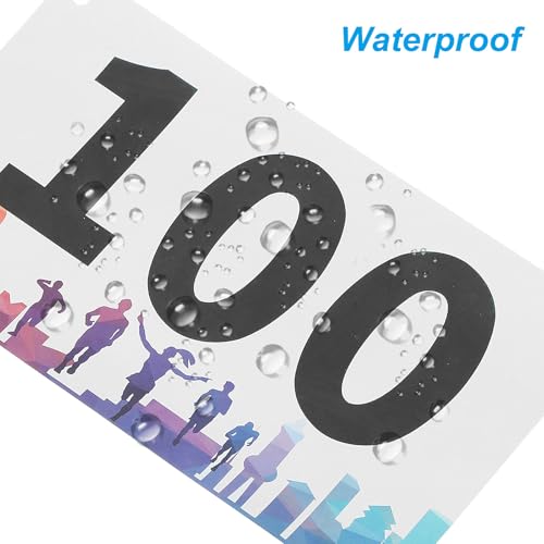 PATIKIL Tearproof Running Bib Numbers, Waterproof Race Competitor Numbers - size: 7x4 Inch, style: 1-100