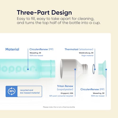 Preserve Dopper Reusable Water Bottle, BPA-Free, 15.25oz, Polar Blue - color: Polar Blue
