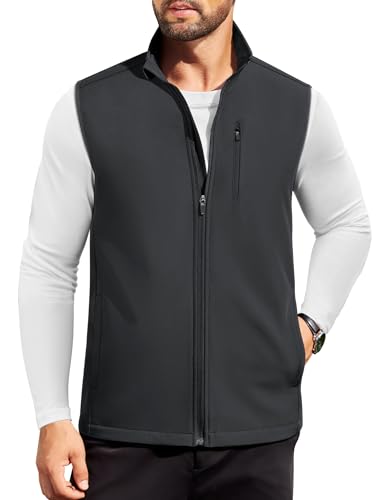 COOFANDY Mens Lightweight Golf Softshell Vests Windproof Sleeveless Jacket - color: Dark Grey, size: XX-Large