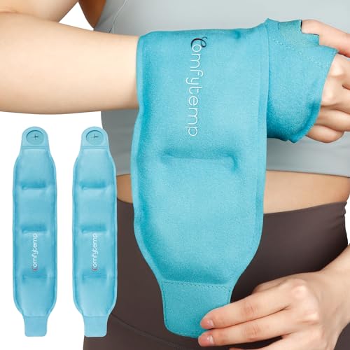 Comfytemp Wrist Ice Pack Wrap Carpal Tunnel Relief Wrist Brace, 2 Packs - color: Blue, size: 20"x4"