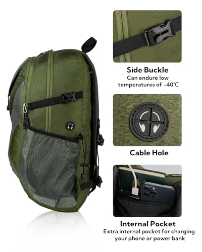 WATERFLY Lightweight Packable Hiking Backpack, 30L Day Pack - color: Army Green