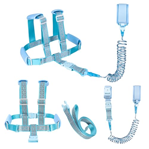 Toddler Leash Harness Backpack 4-in-1, Anti Lost Wrist Link & Safety Strap for Kids Boys Girls, Reflective Adjustable Baby Walking Belt for Park Zoo Travel, Child Cute Reins (Blue) - color: Blue